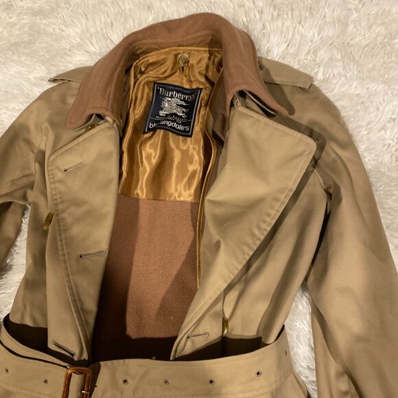 Vintage 90s Burberry Camel Wool Lined Kensington Chelsea Coat Medium Novacheck - Picture 9 of 16